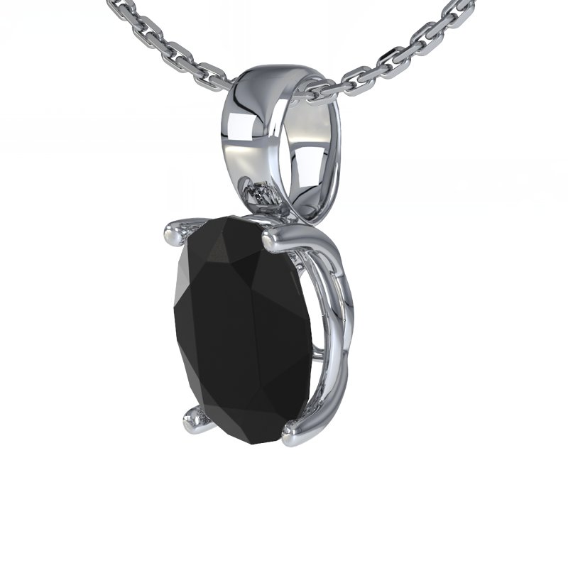 Schwarzer Achat Sterlingsilberhalskette Aimee, Sterlingsilber 925, von vorn
