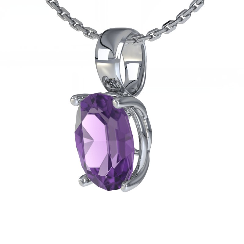 Amethyst Weißgoldhalskette Aimee, Weißgold 585, von vorn
