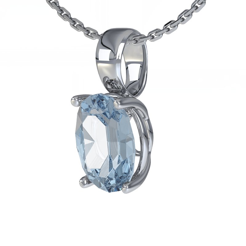 Aquamarin Weißgoldhalskette Aimee, Weißgold 585, von vorn