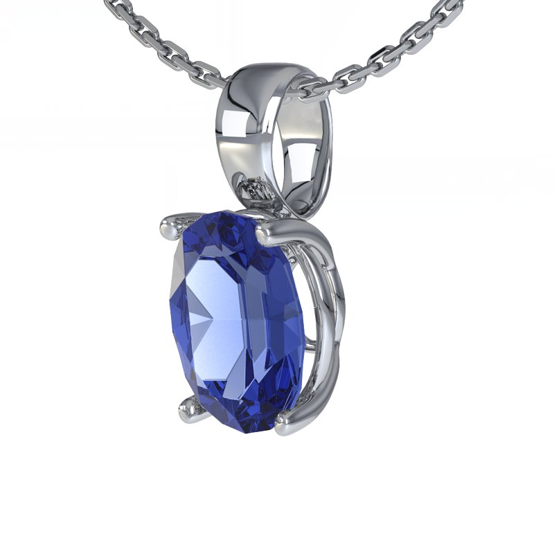 Blauer Saphir Weißgoldhalskette Aimee, Weißgold 585, von vorn