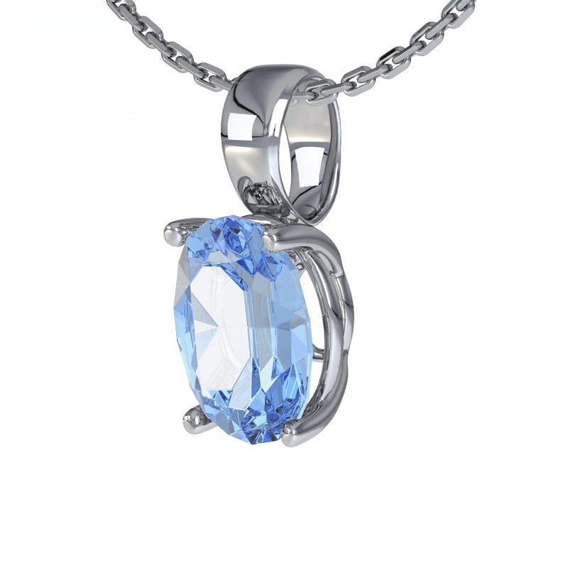 Blauer Topas Weißgoldhalskette Aimee, Weißgold 585, von vorn