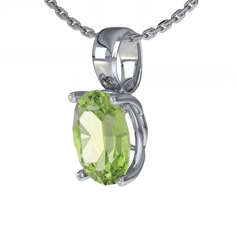 Peridot Weißgoldhalskette Aimee, Weißgold 585, von vorn