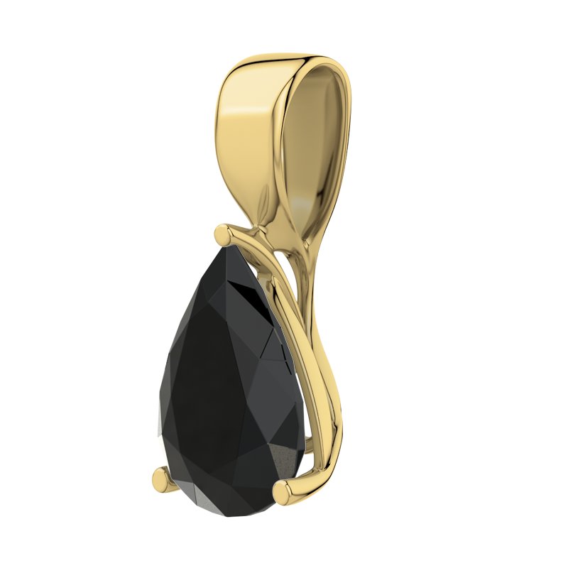 Schwarzer Achat Gelbgoldhalskette Alexandra, Gelbgold 375, von vorn