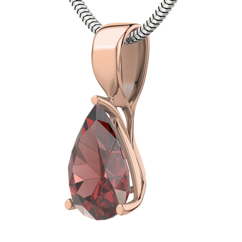 Granat Rotgoldhalskette Alexandra, Rotgold 585, von vorn