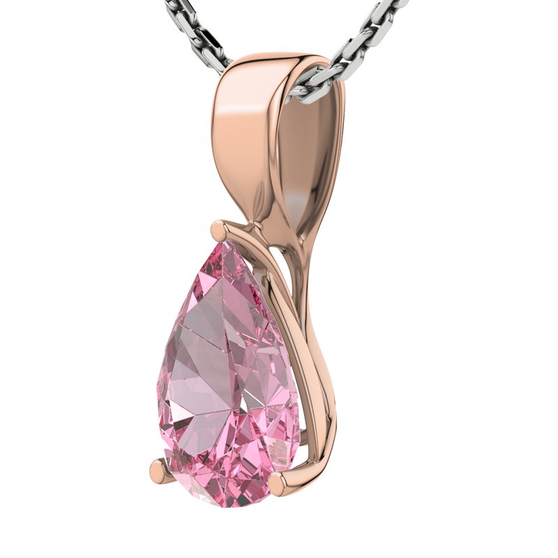 Pinker Turmalin Rotgoldhalskette Alexandra, Rotgold 750, von vorn