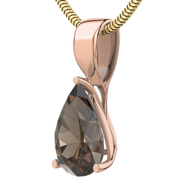 Rauchquarz Rotgoldhalskette Alexandra, Rotgold 750, von vorn