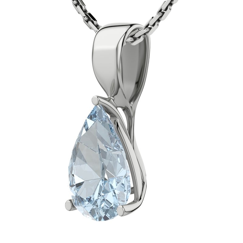 Aquamarin Sterlingsilberhalskette Alexandra, Sterlingsilber 925, von vorn