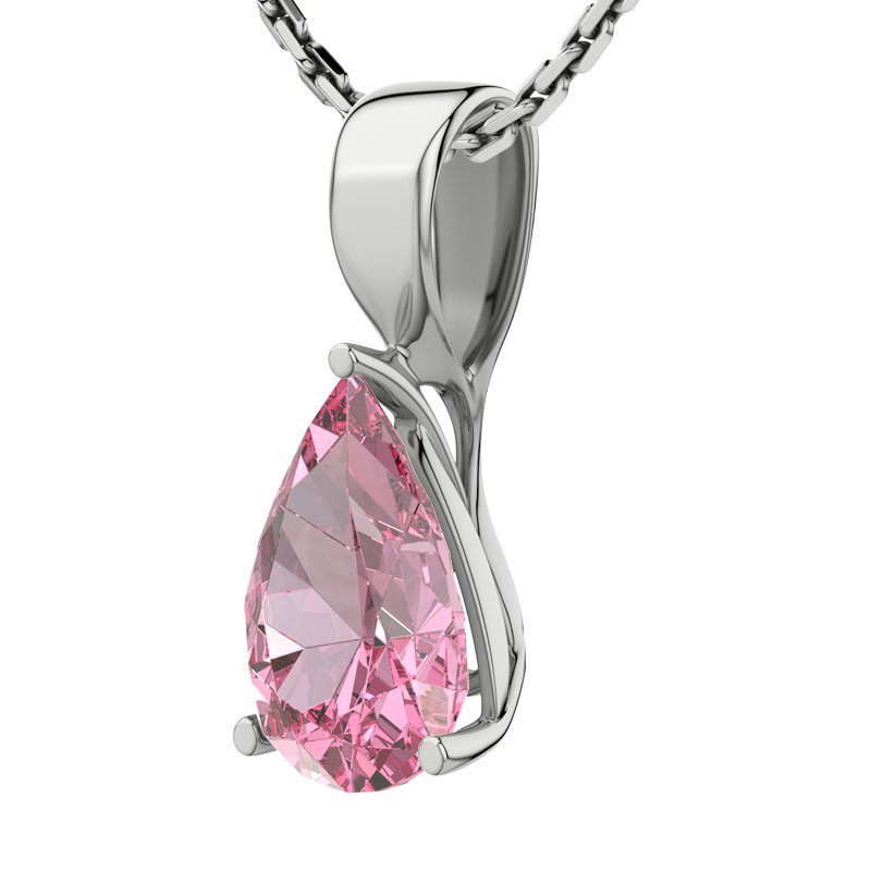 Pinker Turmalin Sterlingsilberhalskette Alexandra, Sterlingsilber 925, von vorn