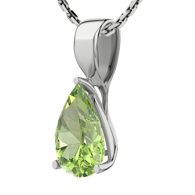 Peridot Weißgoldhalskette Alexandra, Weißgold 375, von vorn