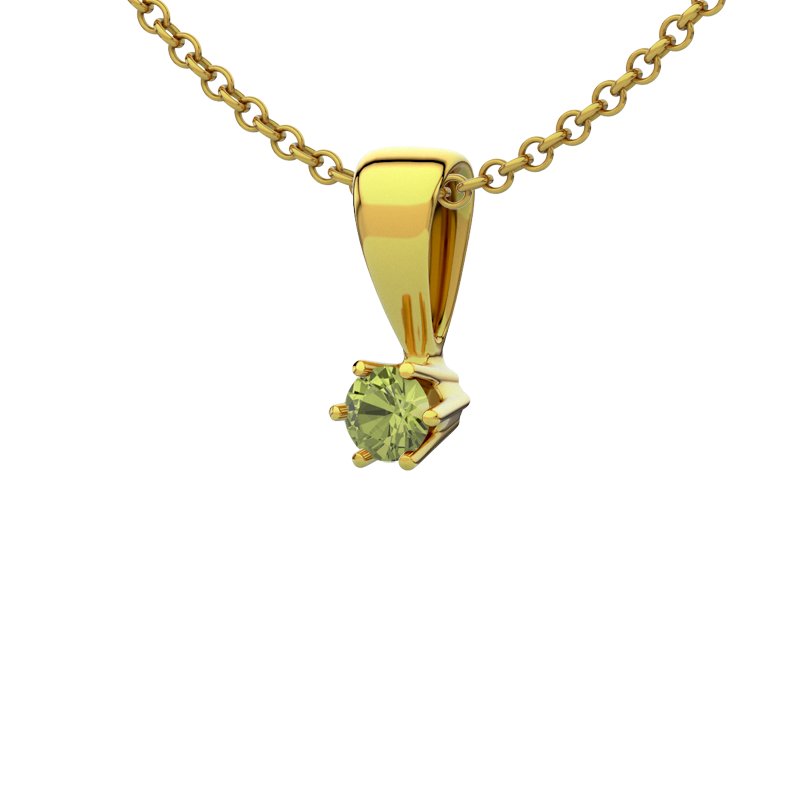 Peridot Gelbgoldhalskette Alicante, Gelbgold 585, von vorn