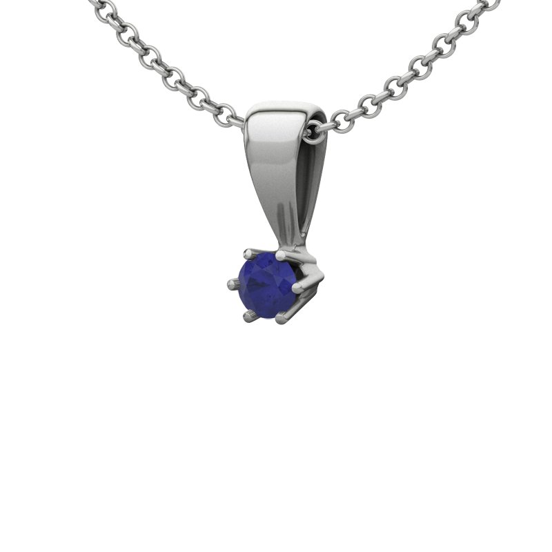 Blauer Saphir Sterlingsilberhalskette Alicante, Sterlingsilber 925, von vorn