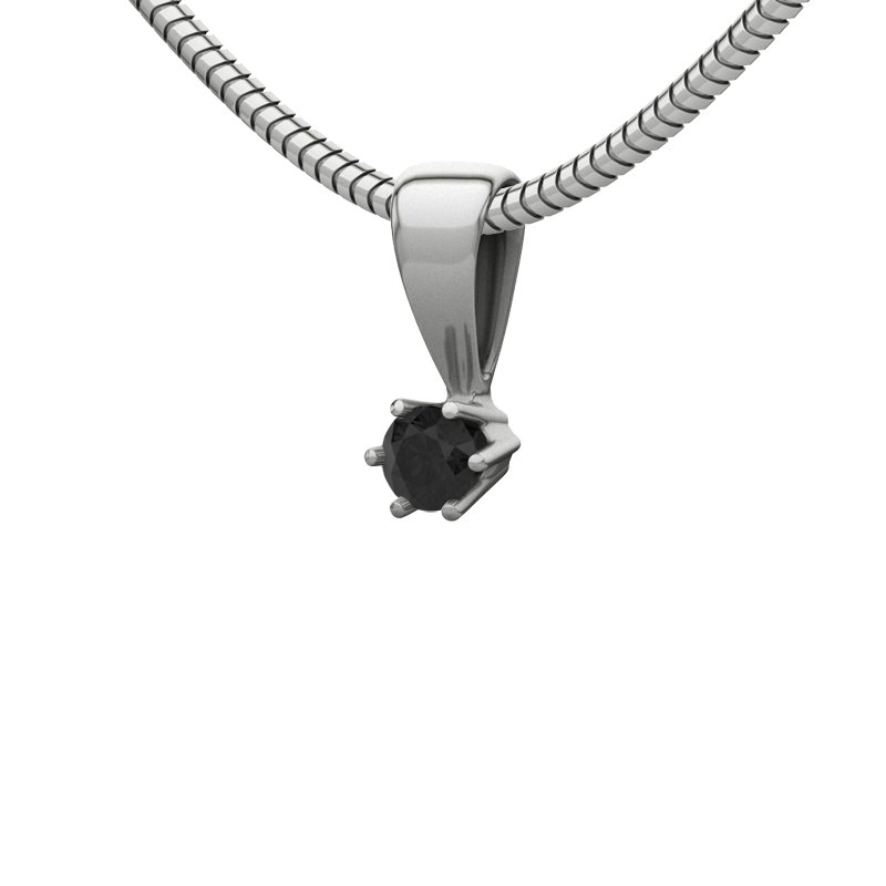 Diamant Schwarz Sterlingsilberhalskette Alicante, Sterlingsilber 925, von vorn