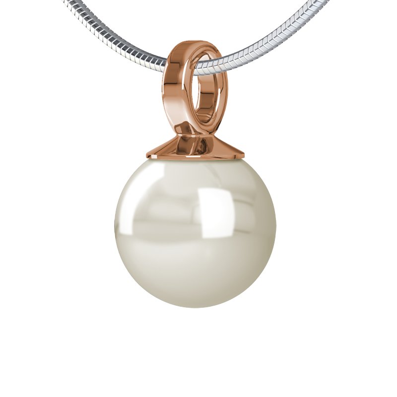 Weiße Süßwasserperlen Rotgoldhalskette Amber, Rotgold 585, von vorn