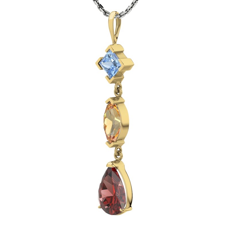 Blauer Topas Gelbgoldhalskette Anja, Gelbgold 375, von vorn
