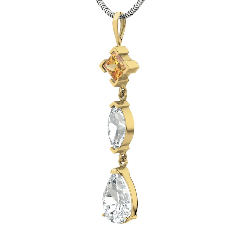 Citrin Gelbgoldhalskette Anja, Gelbgold 375, von vorn