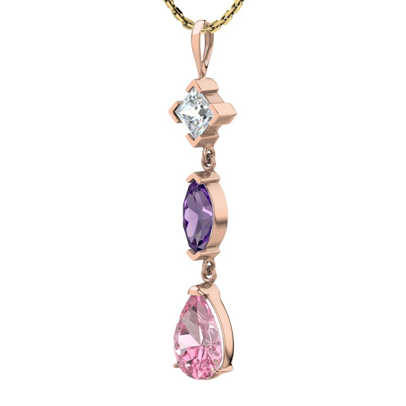 Diamanthalskette Anja, Rotgold 750, von vorn