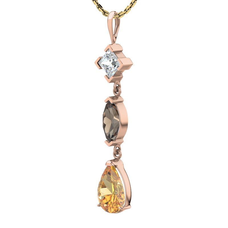 Diamanthalskette Anja, Rotgold 585, von vorn