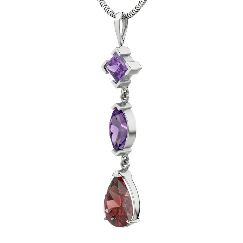 Amethyst Sterlingsilberhalskette Anja, Sterlingsilber 925, von vorn