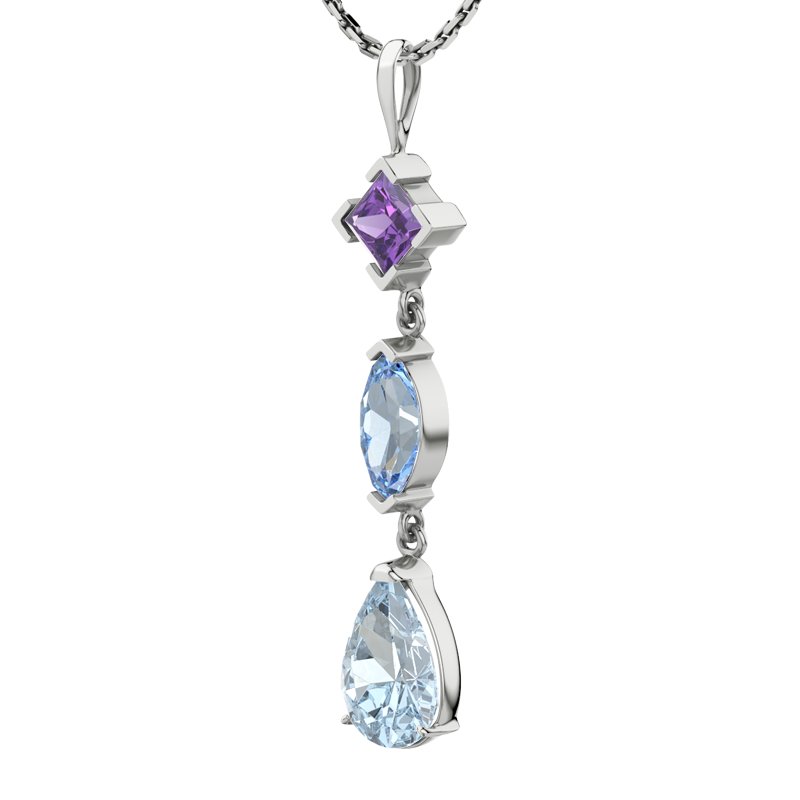 Amethyst Sterlingsilberhalskette Anja, Sterlingsilber 925, von vorn