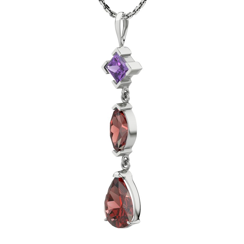 Amethyst Sterlingsilberhalskette Anja, Sterlingsilber 925, von vorn