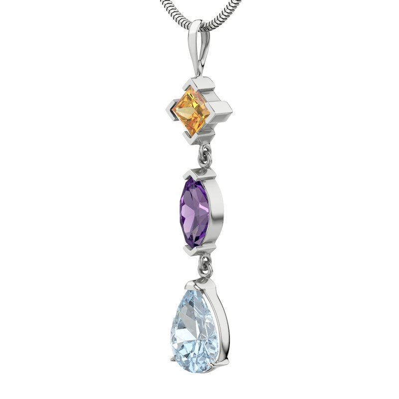 Citrin Sterlingsilberhalskette Anja, Sterlingsilber 925, von vorn