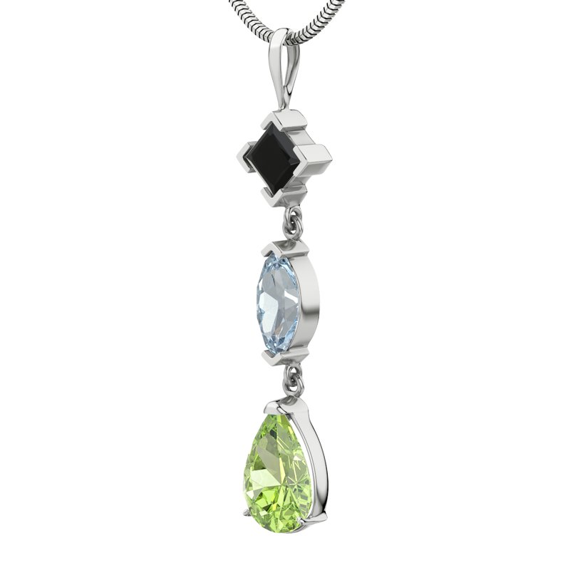 Schwarzer Achat Sterlingsilberhalskette Anja, Sterlingsilber 925, von vorn