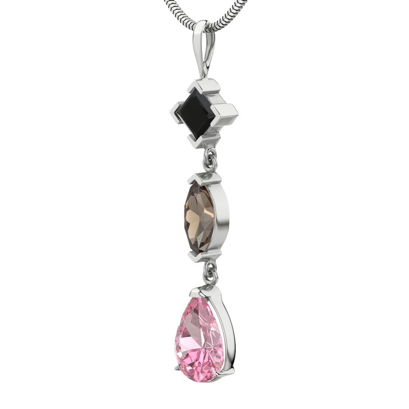 Schwarzer Achat Sterlingsilberhalskette Anja, Sterlingsilber 925, von vorn