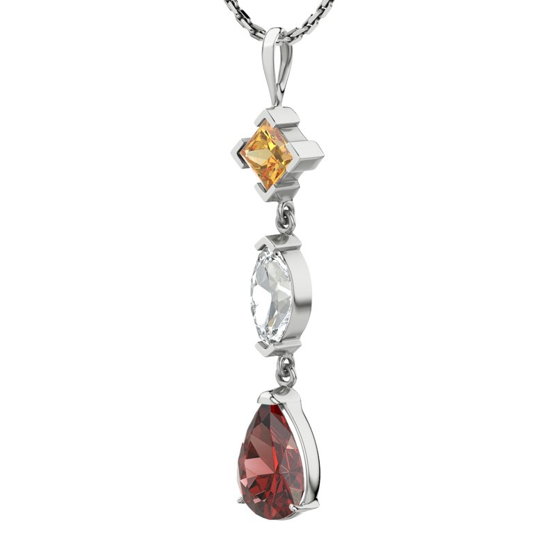 Citrin Weißgoldhalskette Anja, Weißgold 375, von vorn