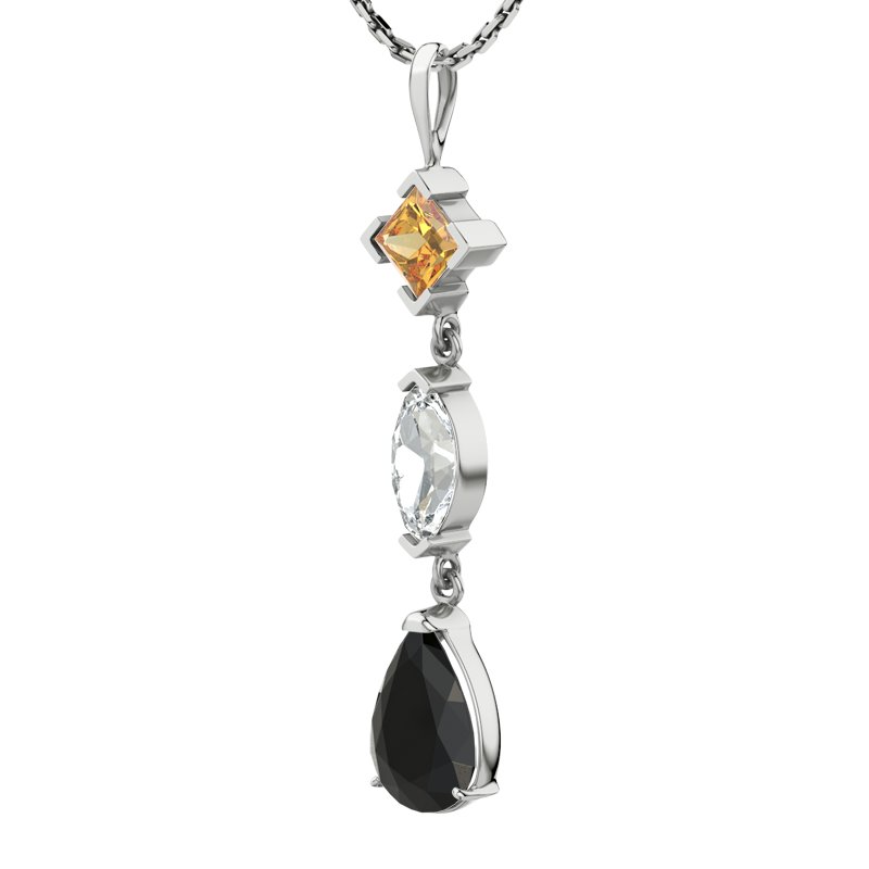 Citrin Weißgoldhalskette Anja, Weißgold 375, von vorn