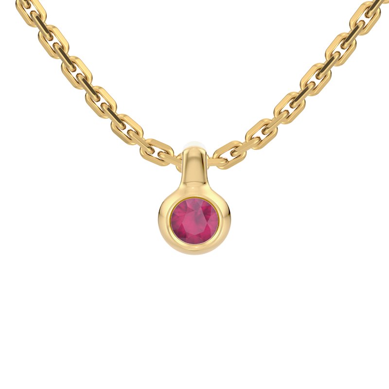 Rubin Gelbgoldhalskette Ankara, Gelbgold 585, von vorn