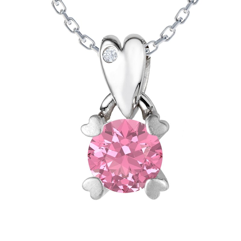 Pinker Turmalin Weißgoldhalskette Arabella, Weißgold 585, von vorn