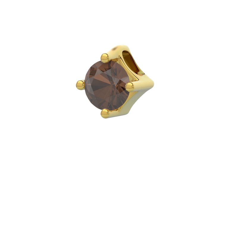 Rauchquarz Gelbgoldhalskette Baku, Gelbgold 585, von vorn