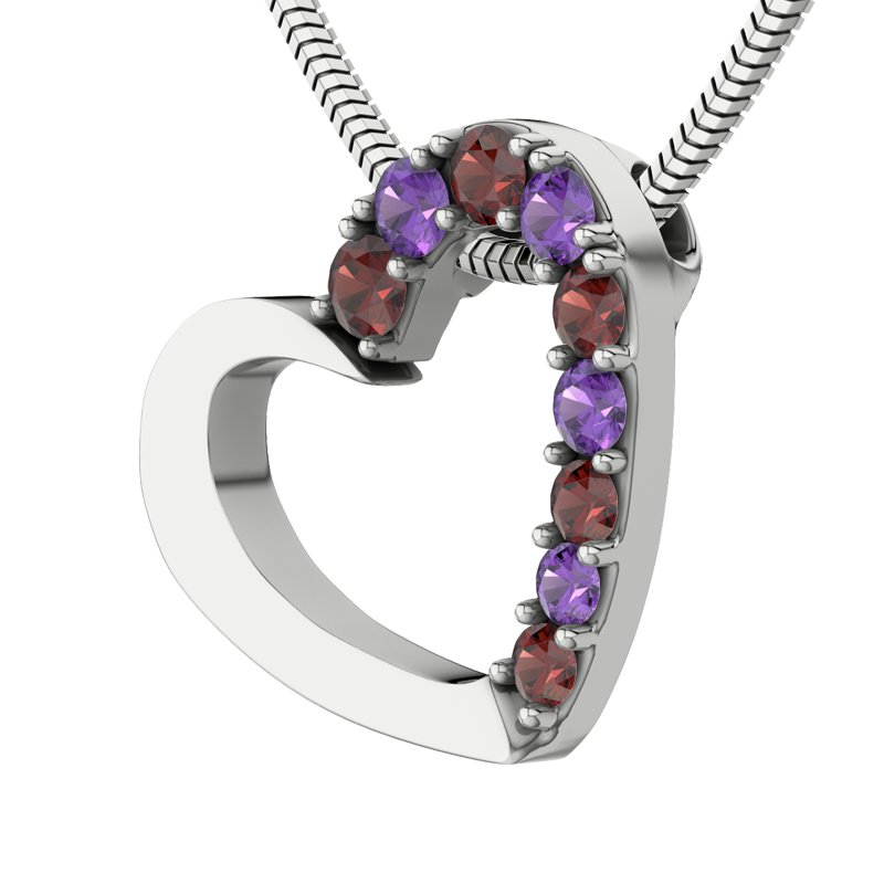 Amethyst Sterlingsilberhalskette Barbara, Sterlingsilber 925, von vorn