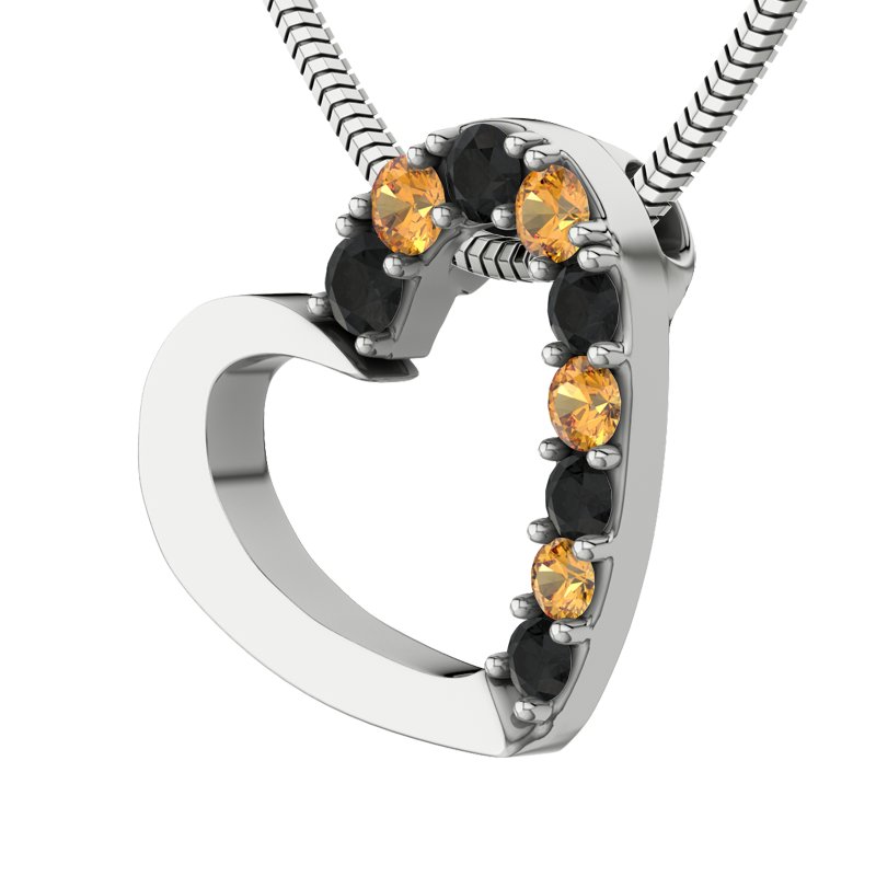 Citrin Sterlingsilberhalskette Barbara, Sterlingsilber 925, von vorn