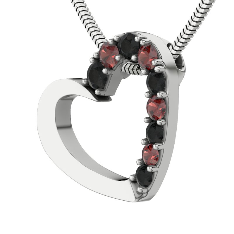 Granat Sterlingsilberhalskette Barbara, Sterlingsilber 925, von vorn