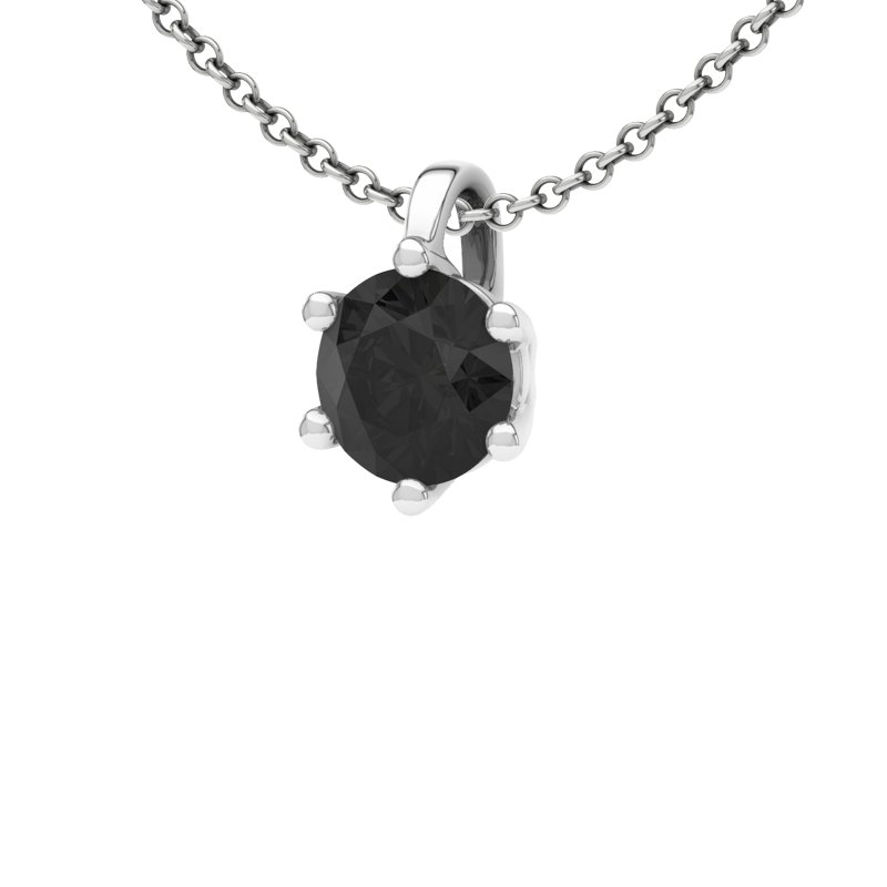 Diamant Schwarz Sterlingsilberhalskette Bari, Sterlingsilber 925, von vorn
