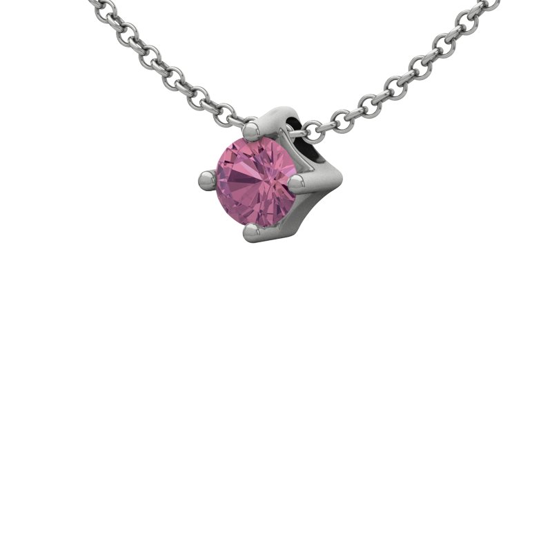 Pinker Turmalin Weißgoldhalskette Bristol, Weißgold 585, von vorn