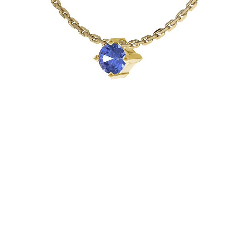 Blauer Saphir Gelbgoldhalskette Brügge, Gelbgold 585, von vorn