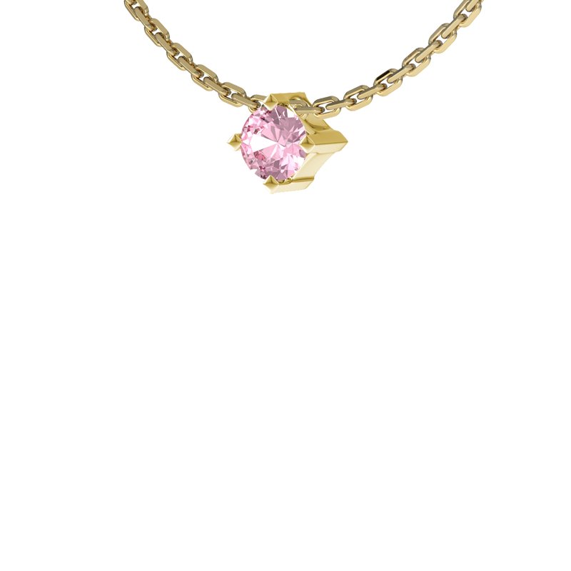 Pinker Turmalin Gelbgoldhalskette Brügge, Gelbgold 585, von vorn
