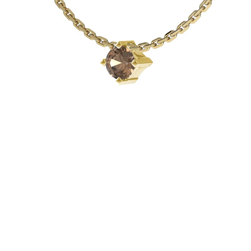 Rauchquarz Gelbgoldhalskette Brügge, Gelbgold 585, von vorn