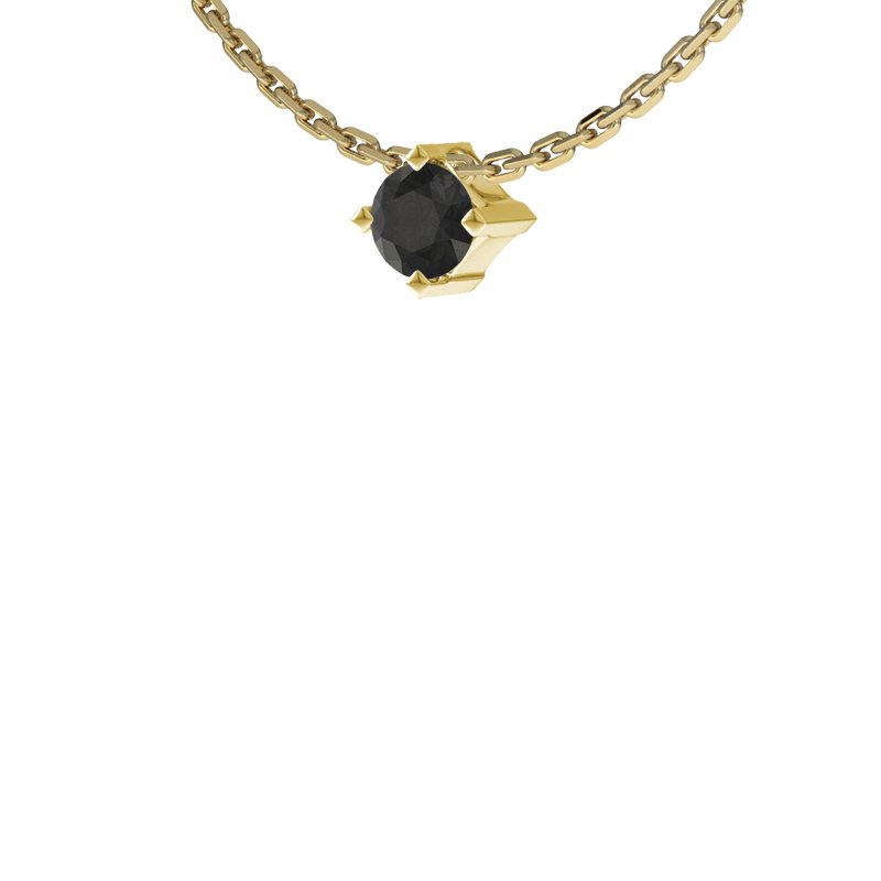 Diamant Schwarz Gelbgoldhalskette Brügge, Gelbgold 585, von vorn