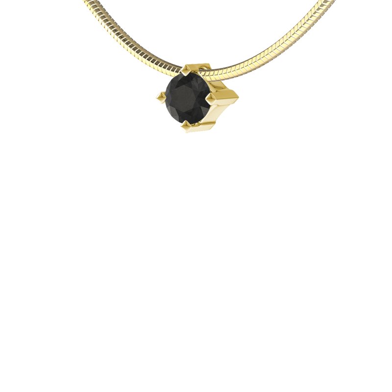Diamant Schwarz Gelbgoldhalskette Brügge, Gelbgold 585, von vorn