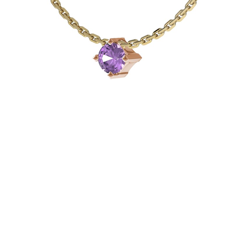 Amethyst Rotgoldhalskette Brügge, Rotgold 585, von vorn