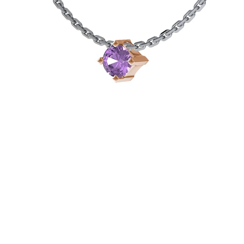 Amethyst Rotgoldhalskette Brügge, Rotgold 585, von vorn