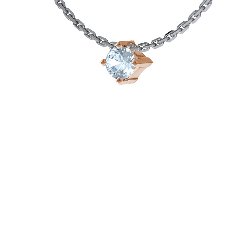 Aquamarin Rotgoldhalskette Brügge, Rotgold 585, von vorn