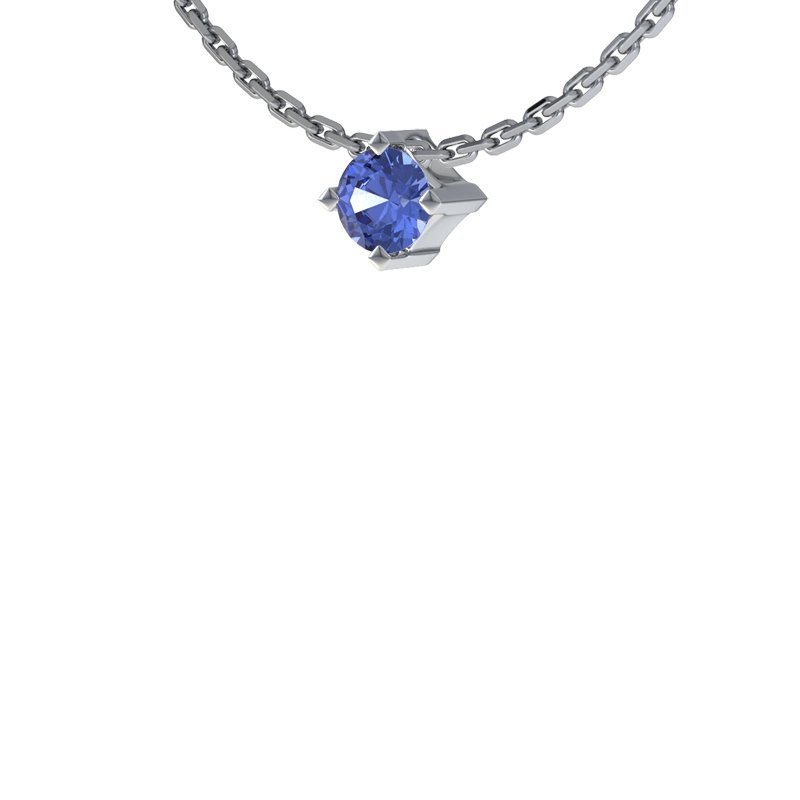 Blauer Saphir Weißgoldhalskette Brügge, Weißgold 585, von vorn