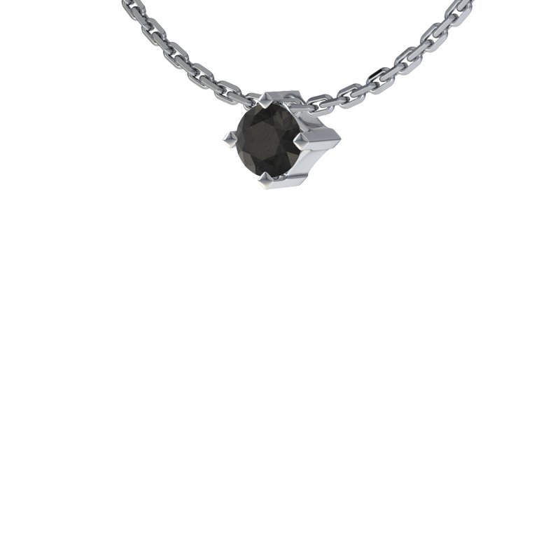 Diamant Schwarz Weißgoldhalskette Brügge, Weißgold 585, von vorn
