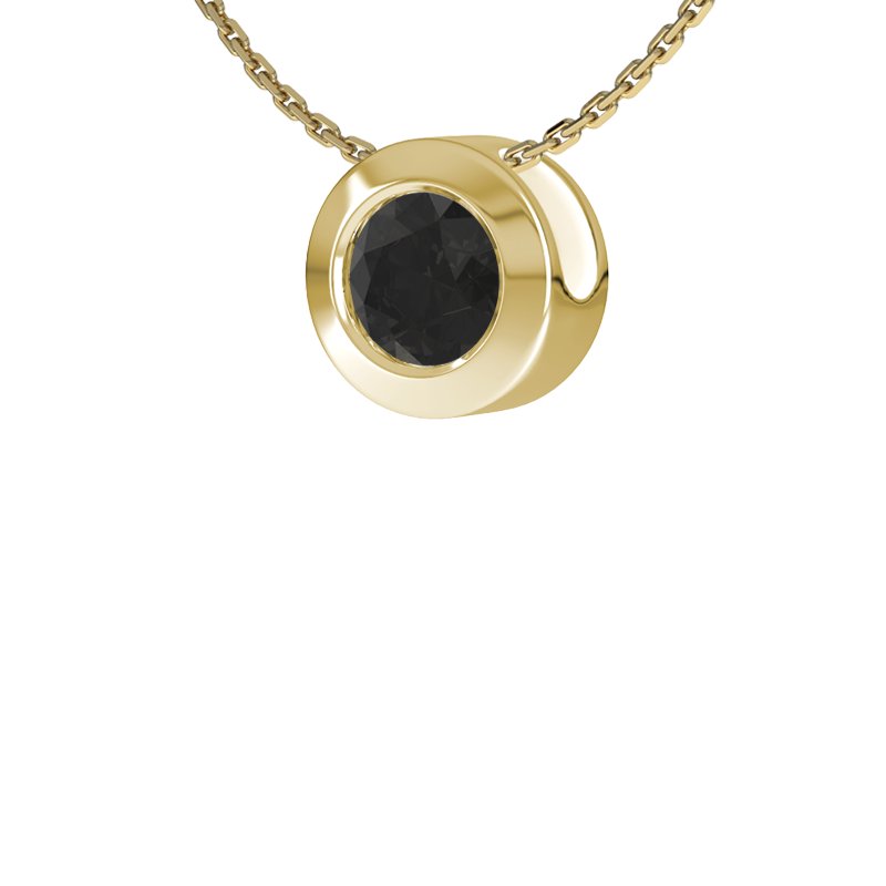 Diamant Schwarz Gelbgoldhalskette Bukarest, Gelbgold 585, von vorn