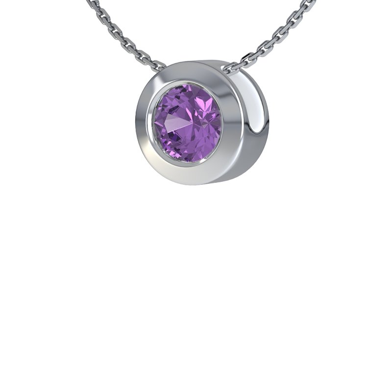 Amethyst Weißgoldhalskette Bukarest, Weißgold 585, von vorn