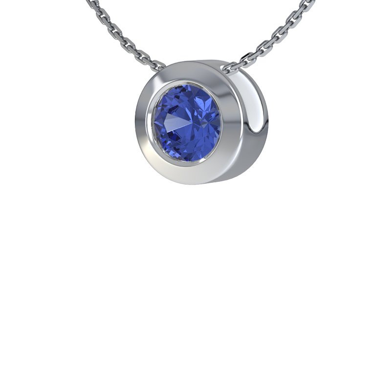 Blauer Saphir Weißgoldhalskette Bukarest, Weißgold 585, von vorn